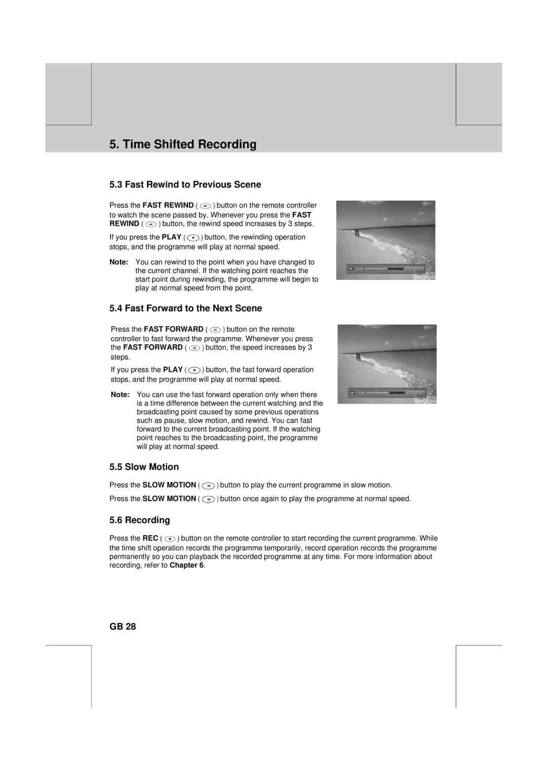 Humax PVR-8100T manual Fast Rewind to Previous Scene, Fast Forward to the Next Scene, Slow Motion, Recording 