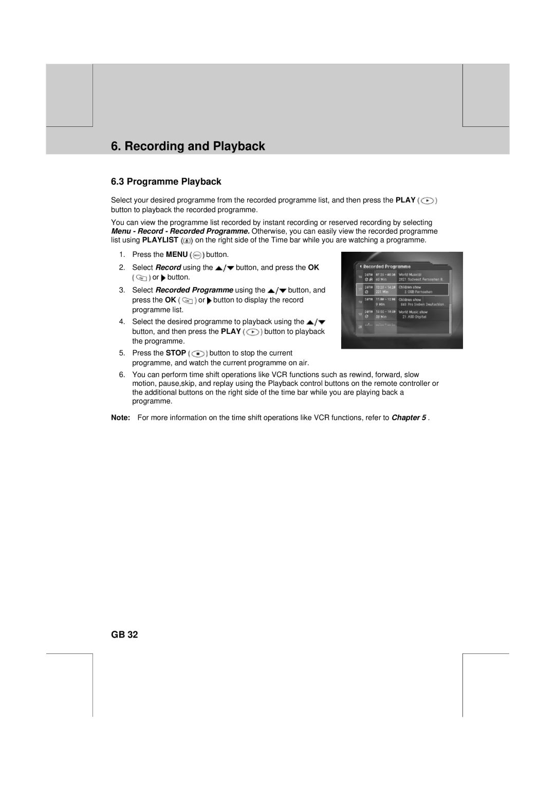 Humax PVR-8100T manual Programme Playback 