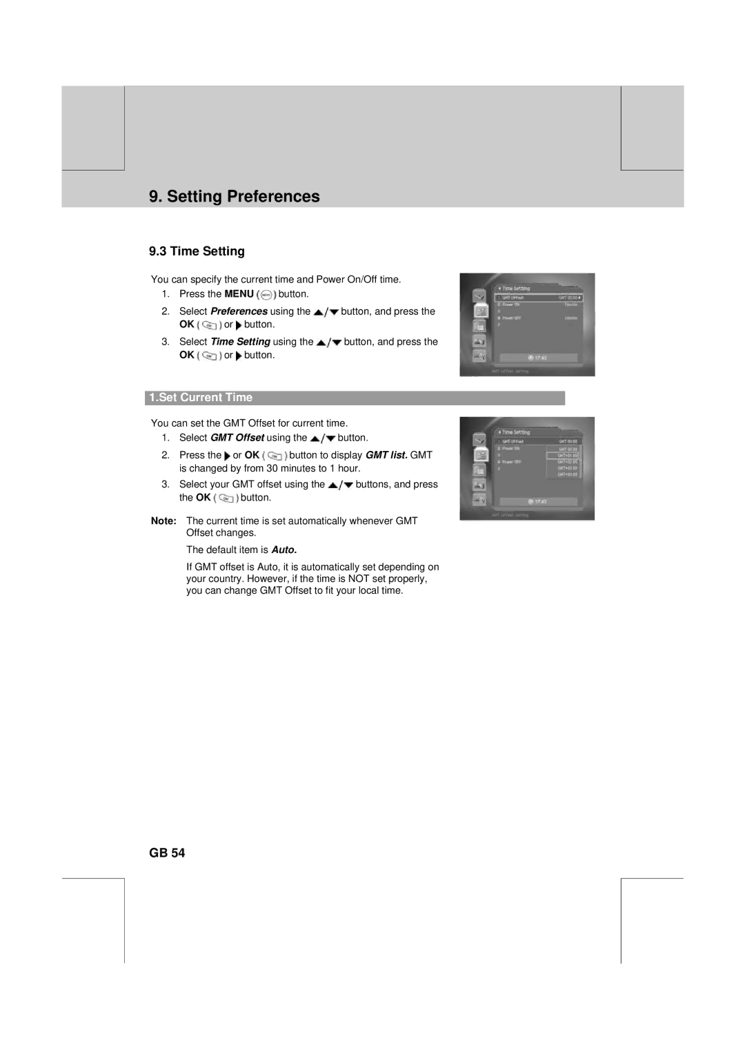 Humax PVR-8100T manual Time Setting, Set Current Time 