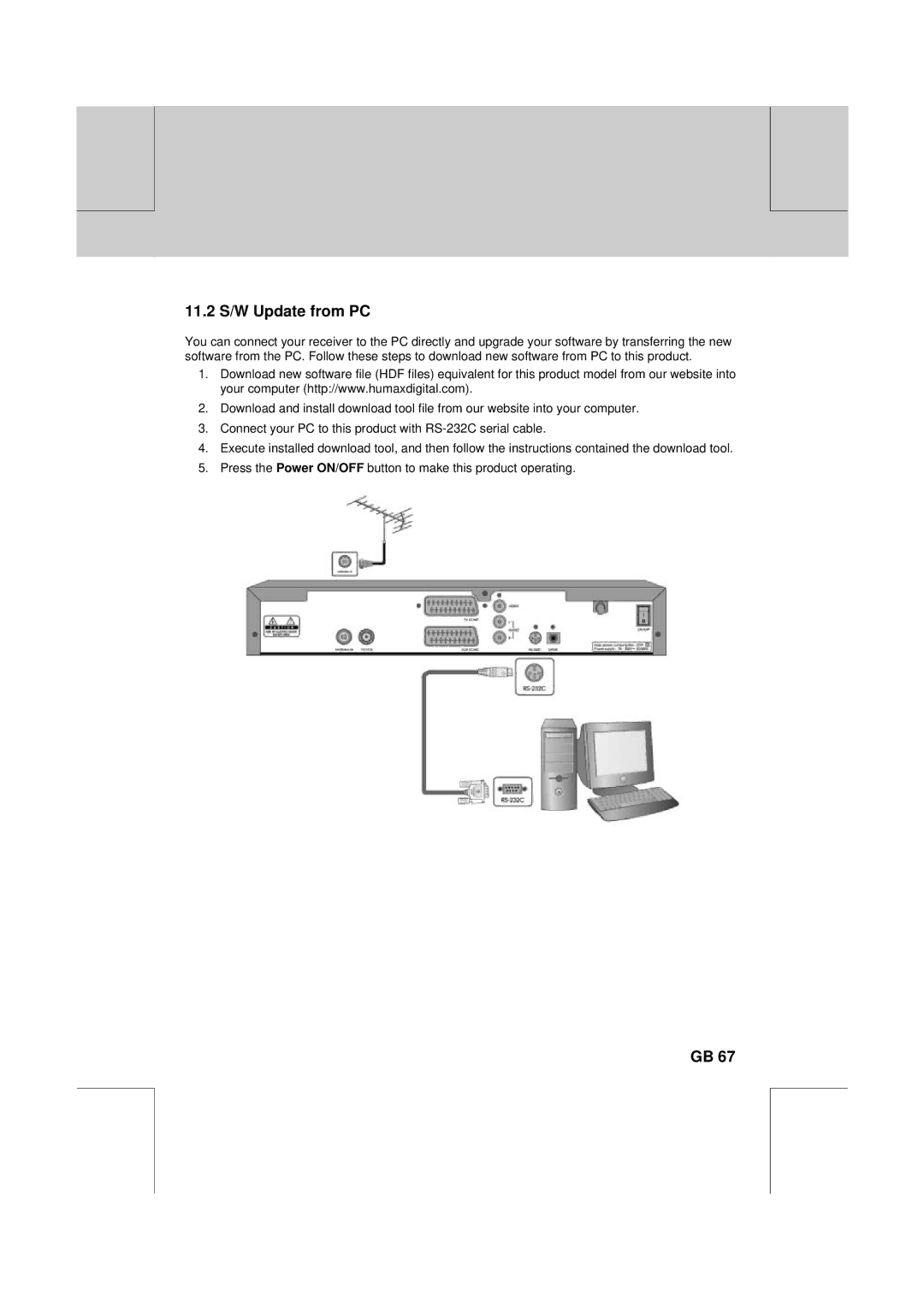 Humax PVR-8100T manual 11.2 S/W Update from PC 