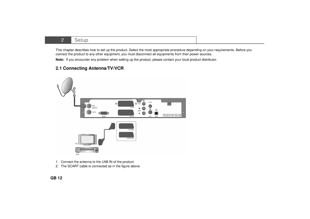 Humax Set-Top Box user manual Connecting Antenna/TV/VCR 