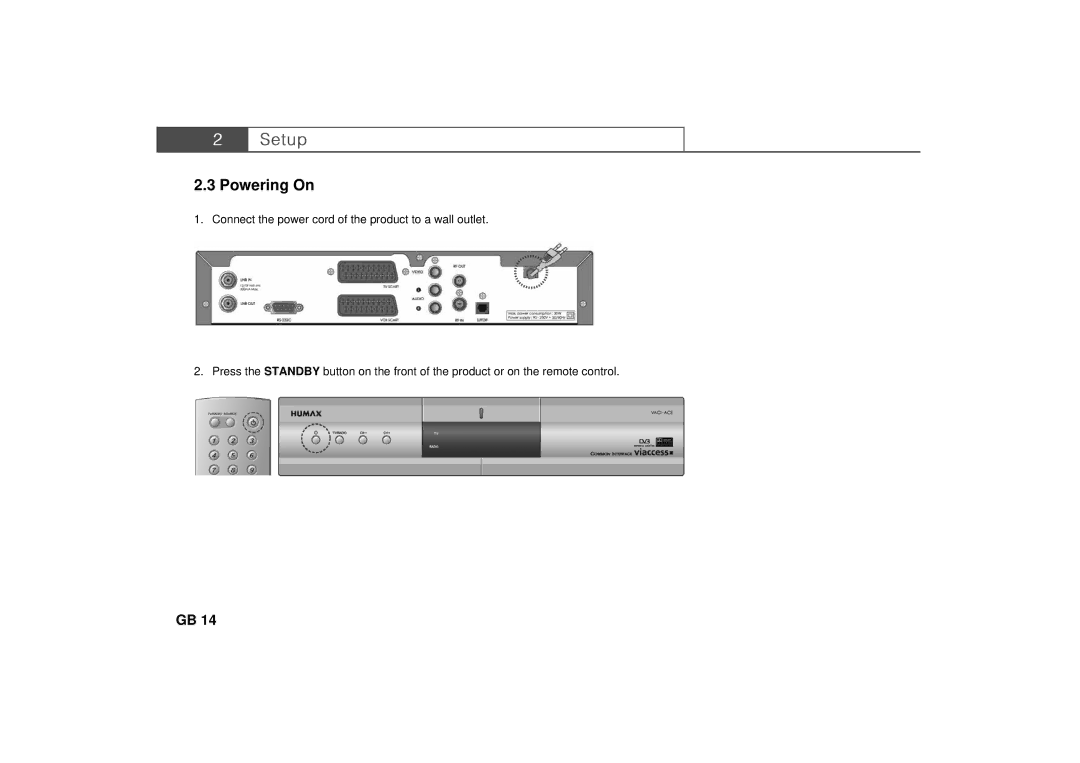 Humax Set-Top Box user manual Powering On 