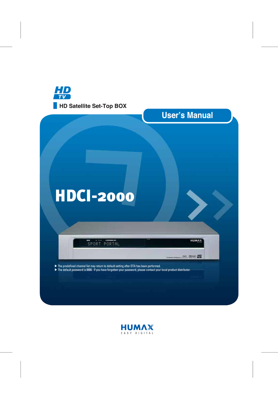 Humax TV HDCl-2000 manual 