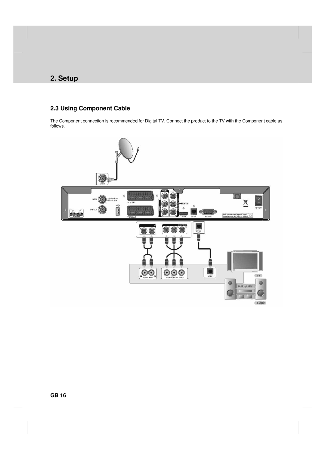 Humax TV HDCl-2000 manual Using Component Cable 