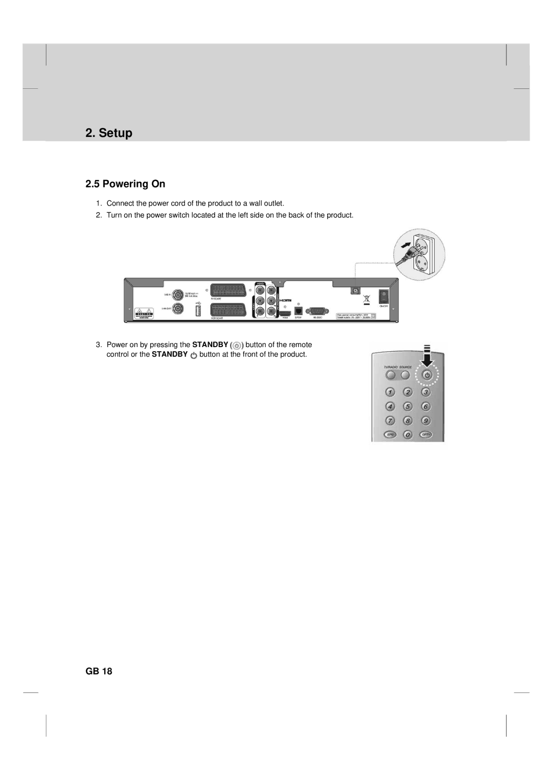 Humax TV HDCl-2000 manual Powering On 