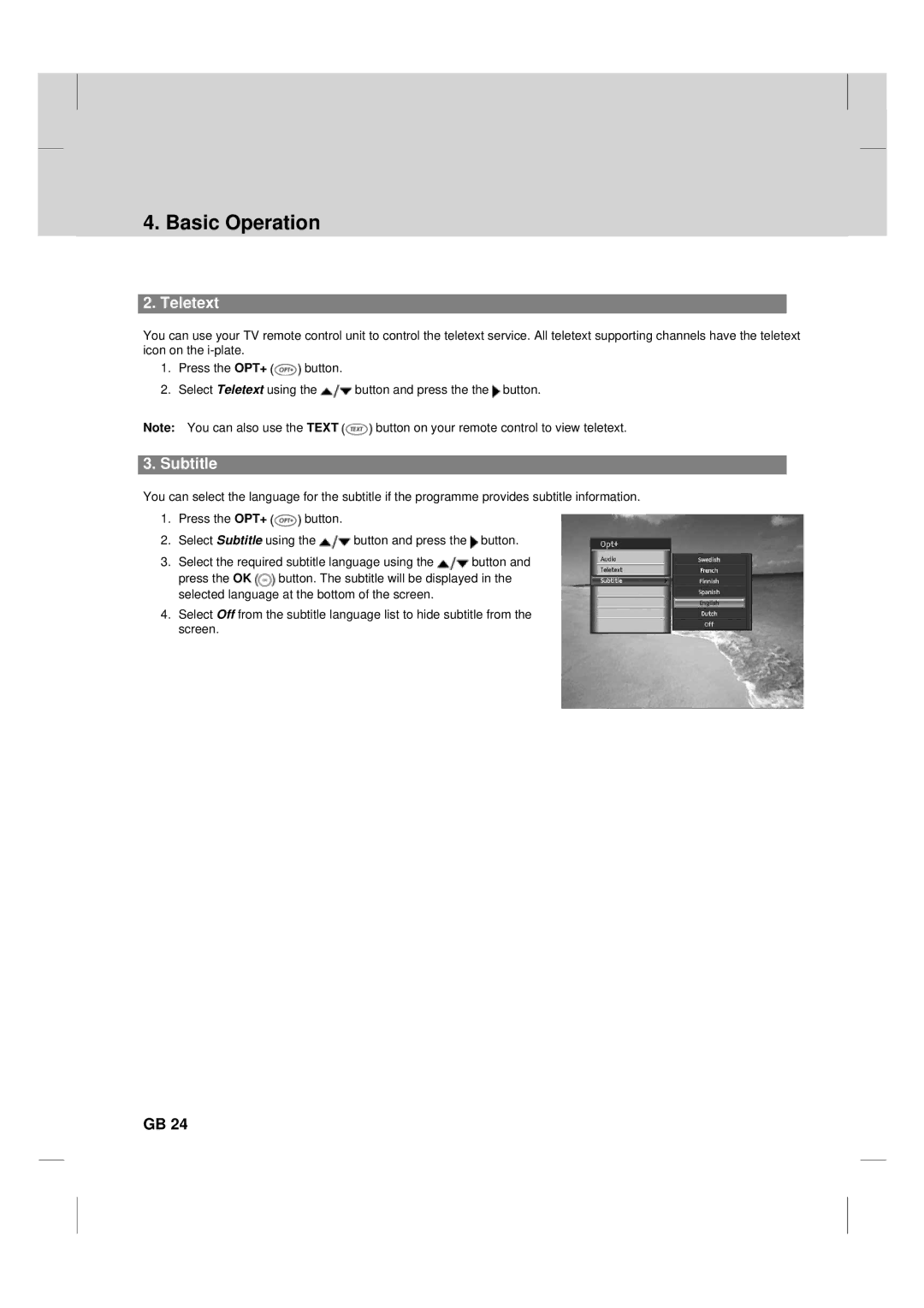 Humax TV HDCl-2000 manual Teletext, Subtitle 