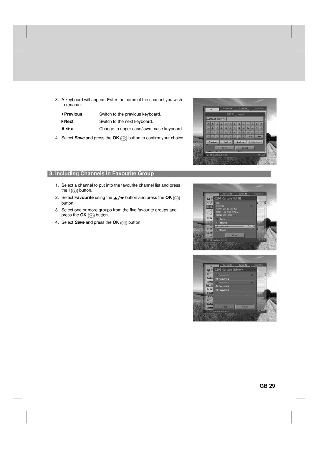 Humax TV HDCl-2000 manual Including Channels in Favourite Group 