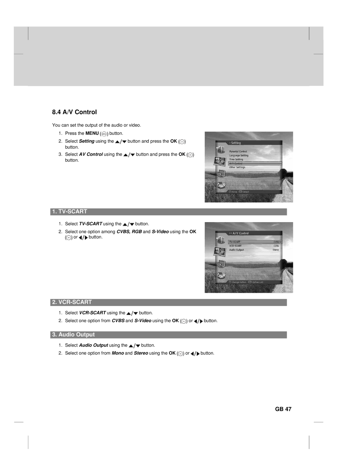 Humax TV HDCl-2000 manual A/V Control, Audio Output 