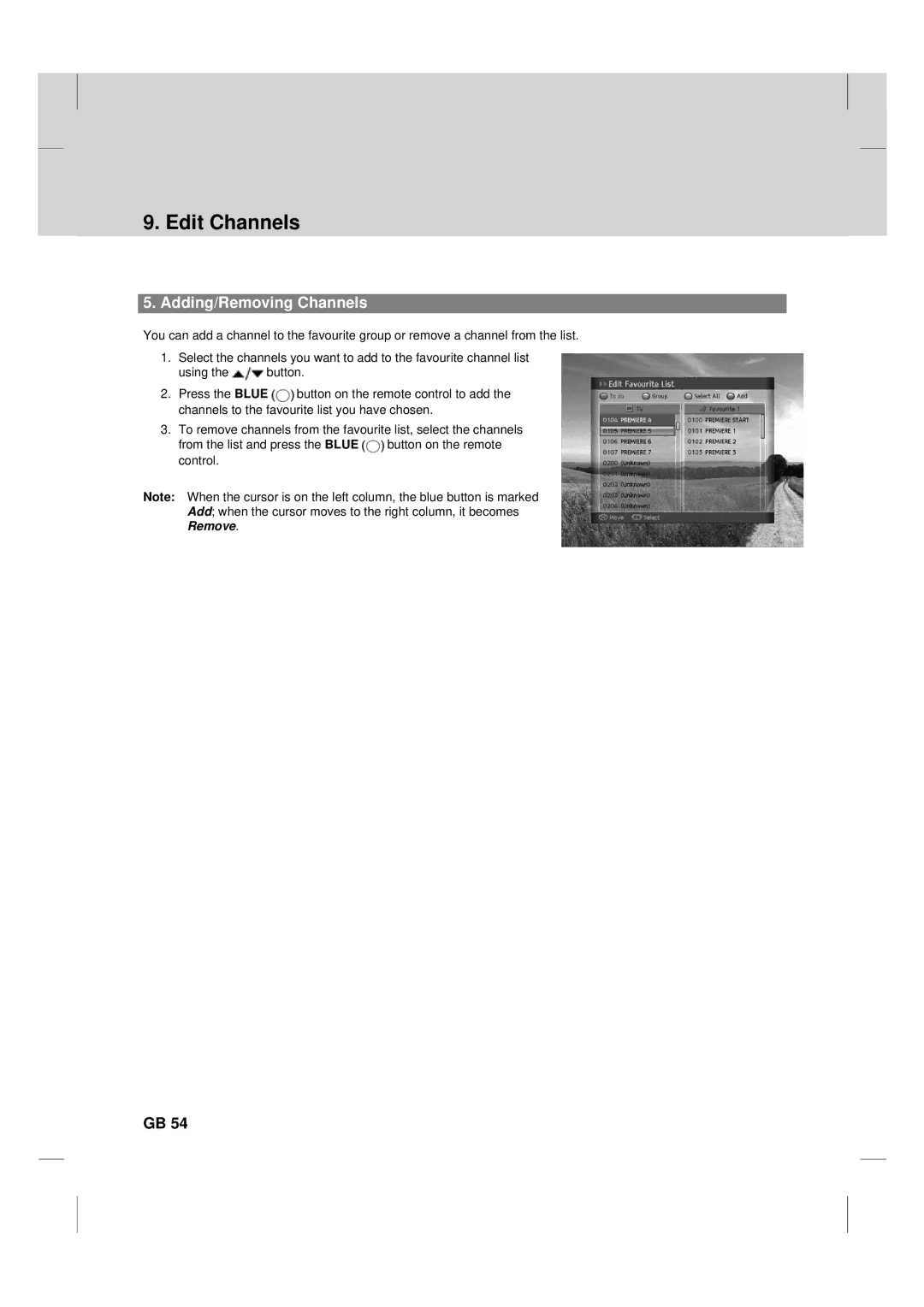 Humax TV HDCl-2000 manual Adding/Removing Channels 