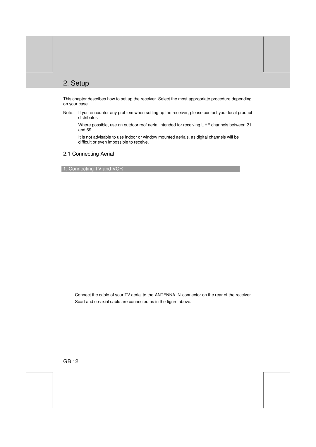 Humax VA-FOX T manual Setup, Connecting Aerial, Connecting TV and VCR 