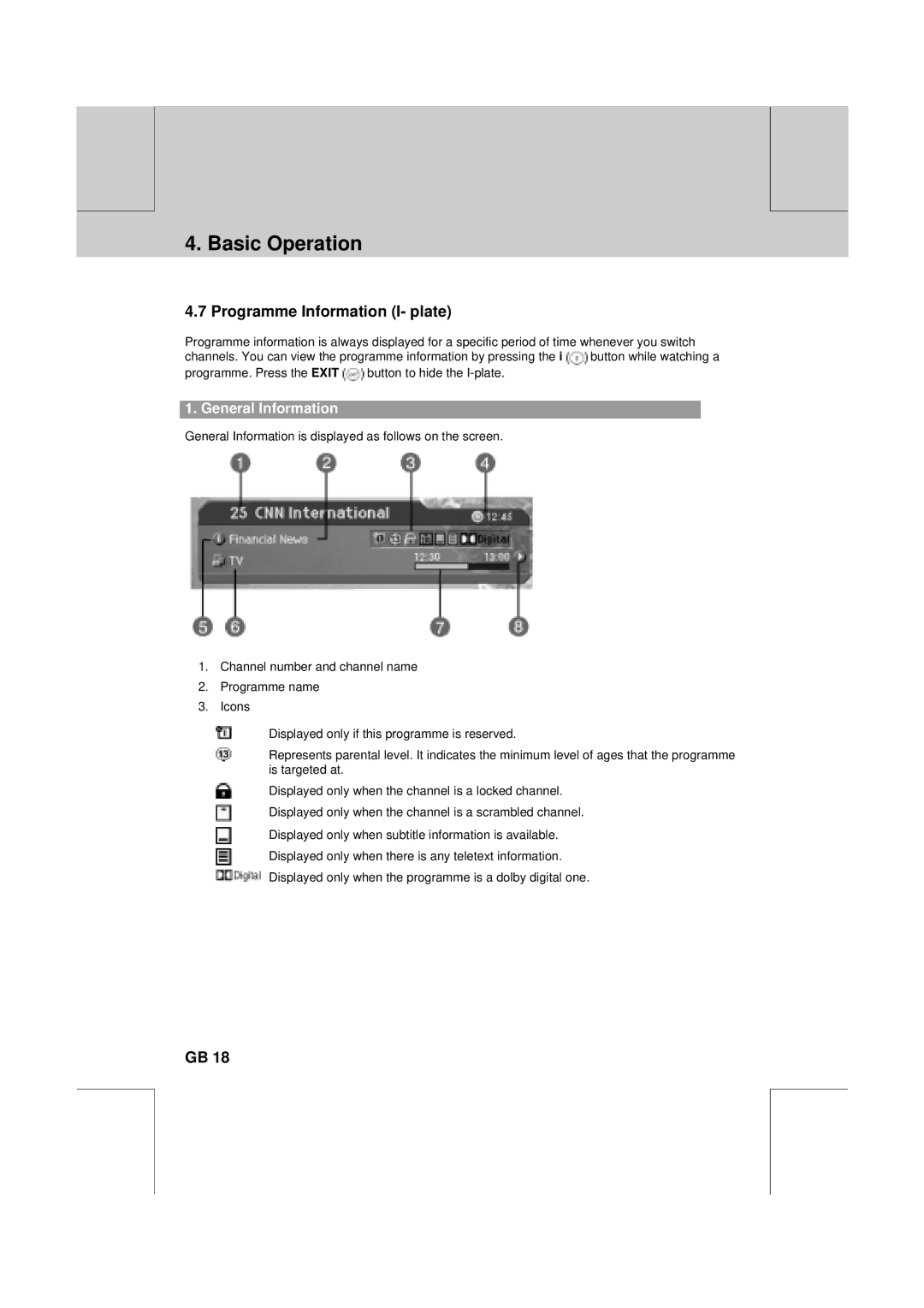 Humax VA-FOX T manual Programme Information I- plate, General Information 