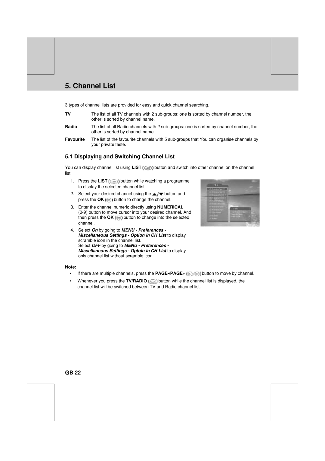 Humax VA-FOX T manual Displaying and Switching Channel List 