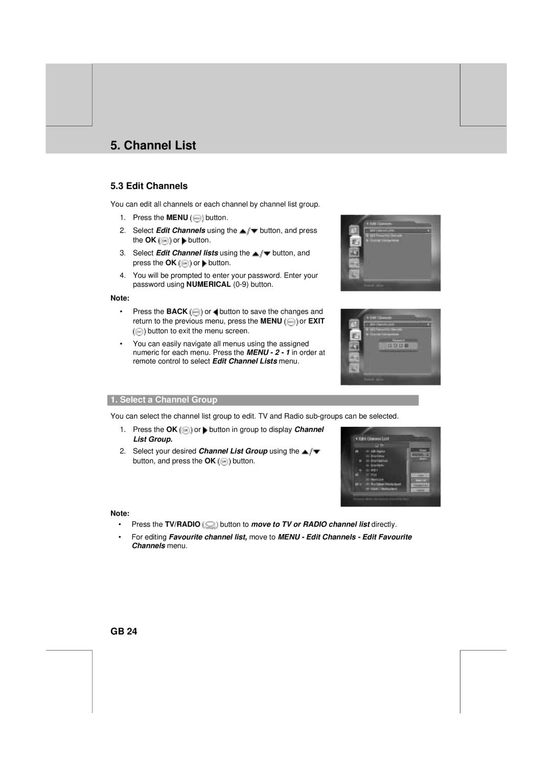 Humax VA-FOX T manual Edit Channels, Select a Channel Group 