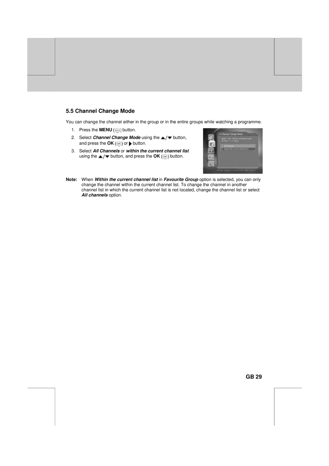 Humax VA-FOX T manual Channel Change Mode 