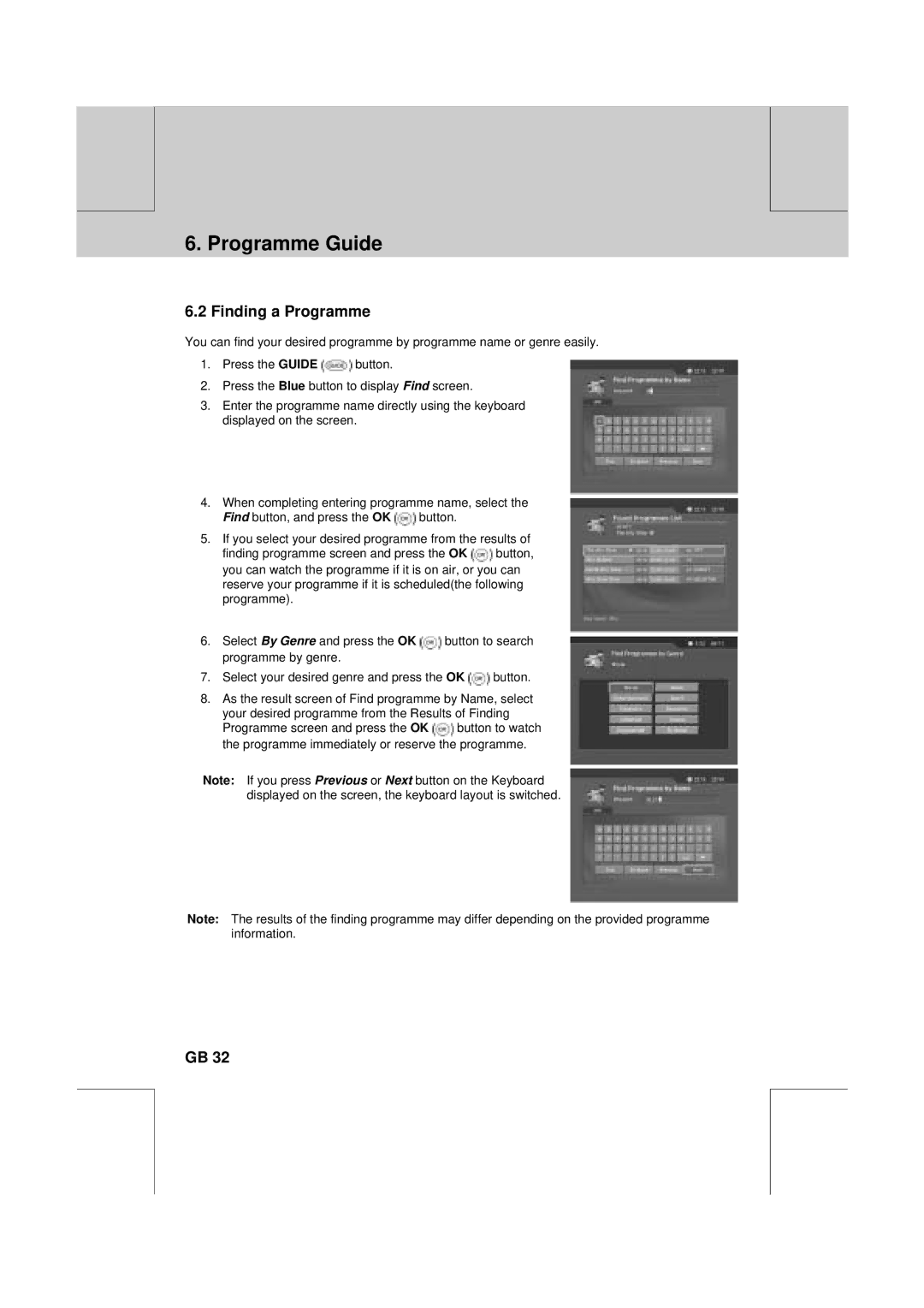 Humax VA-FOX T manual Finding a Programme 