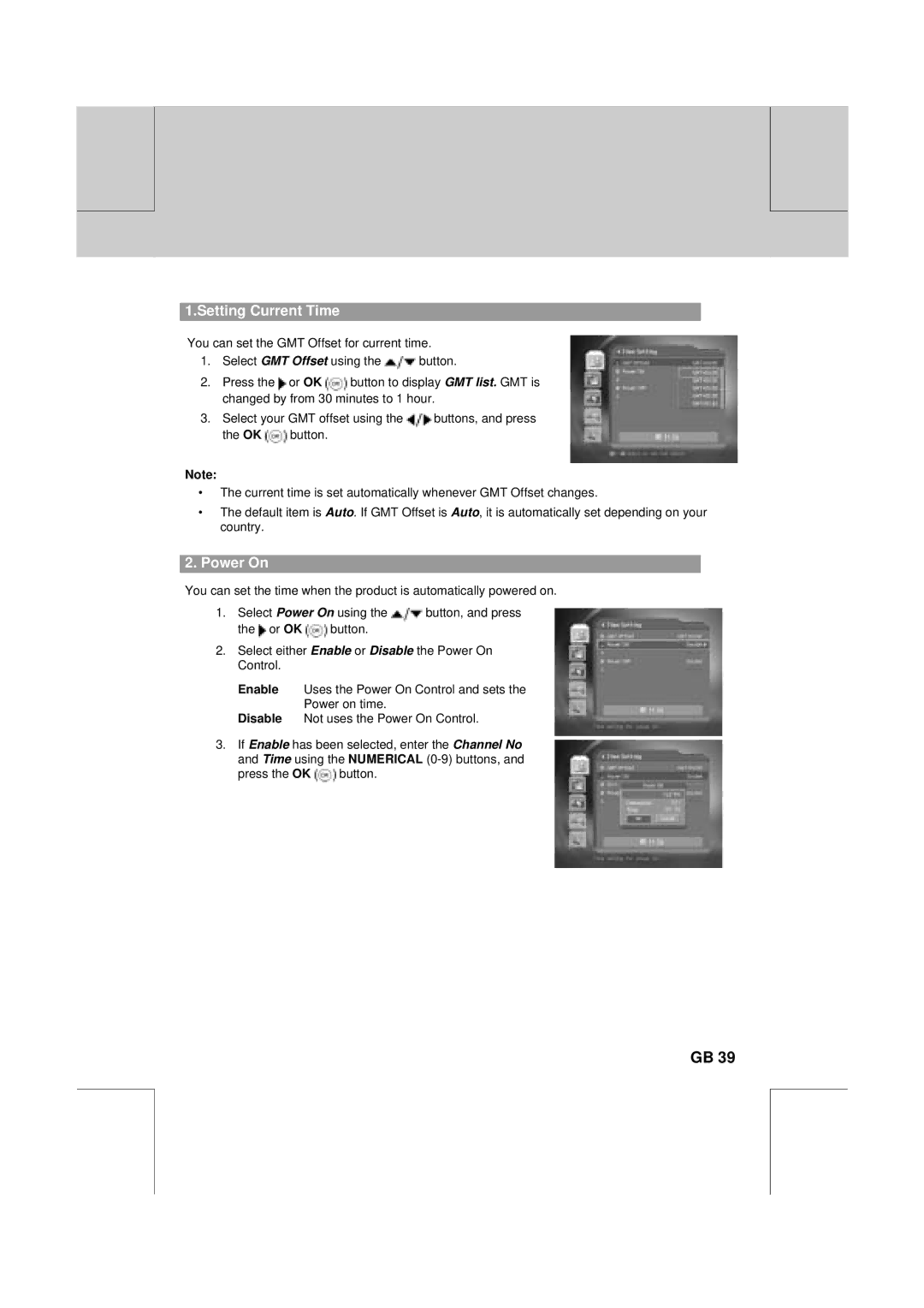 Humax VA-FOX T manual Setting Current Time, Power On 