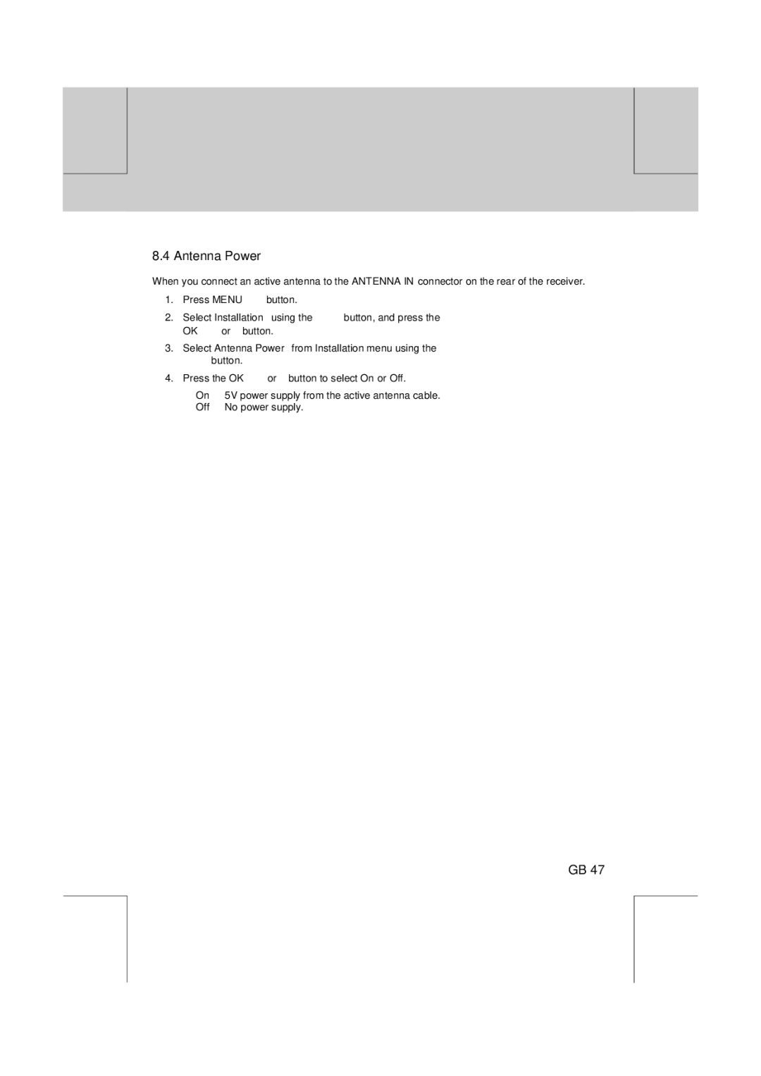 Humax VA-FOX T manual Antenna Power 