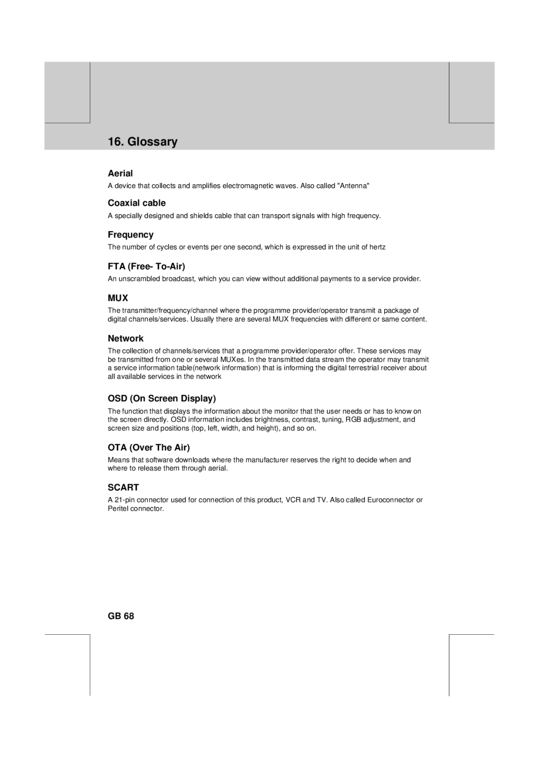 Humax VA-FOX T manual Glossary 