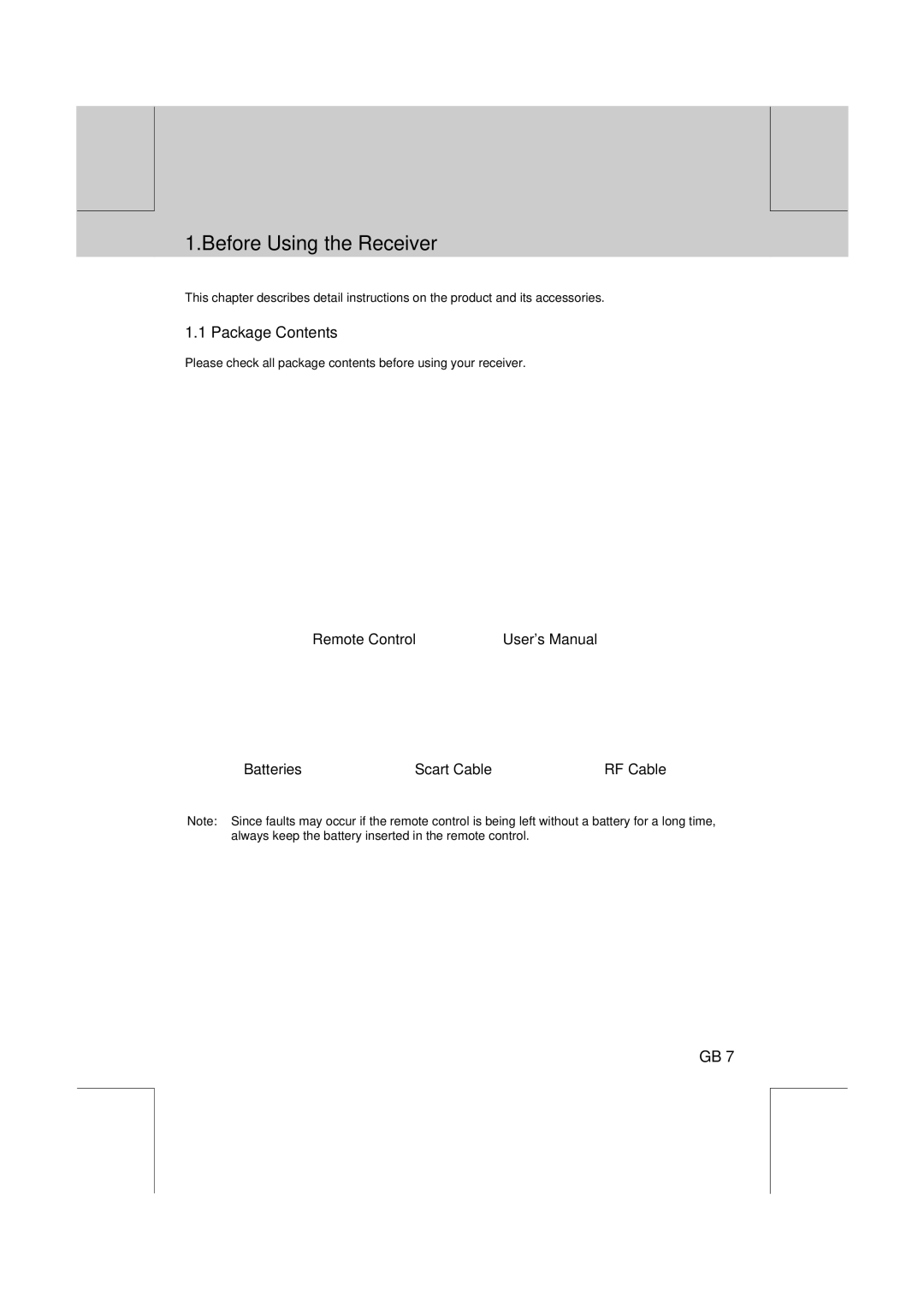 Humax VA-FOX T manual Before Using the Receiver, Package Contents, Remote Control Batteries Scart Cable 