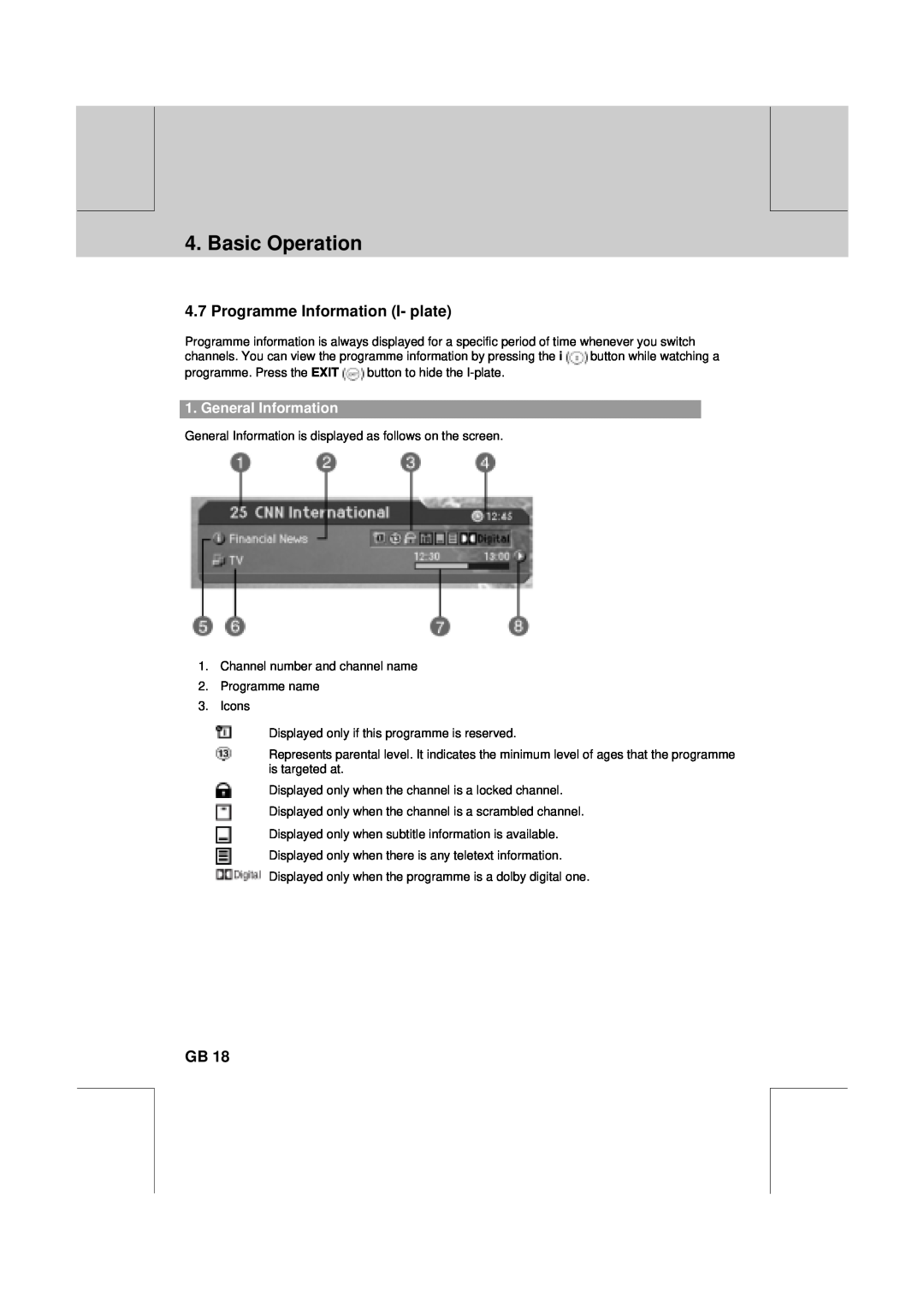 Humax VA-FOX T manual Programme Information I- plate, General Information, Basic Operation 