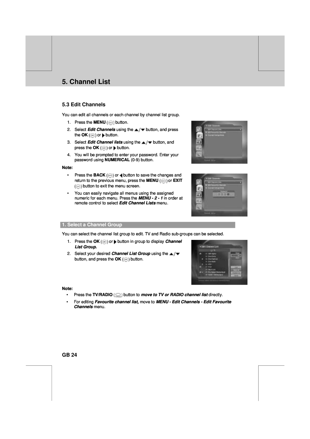 Humax VA-FOX T manual Edit Channels, Select a Channel Group, Channel List 