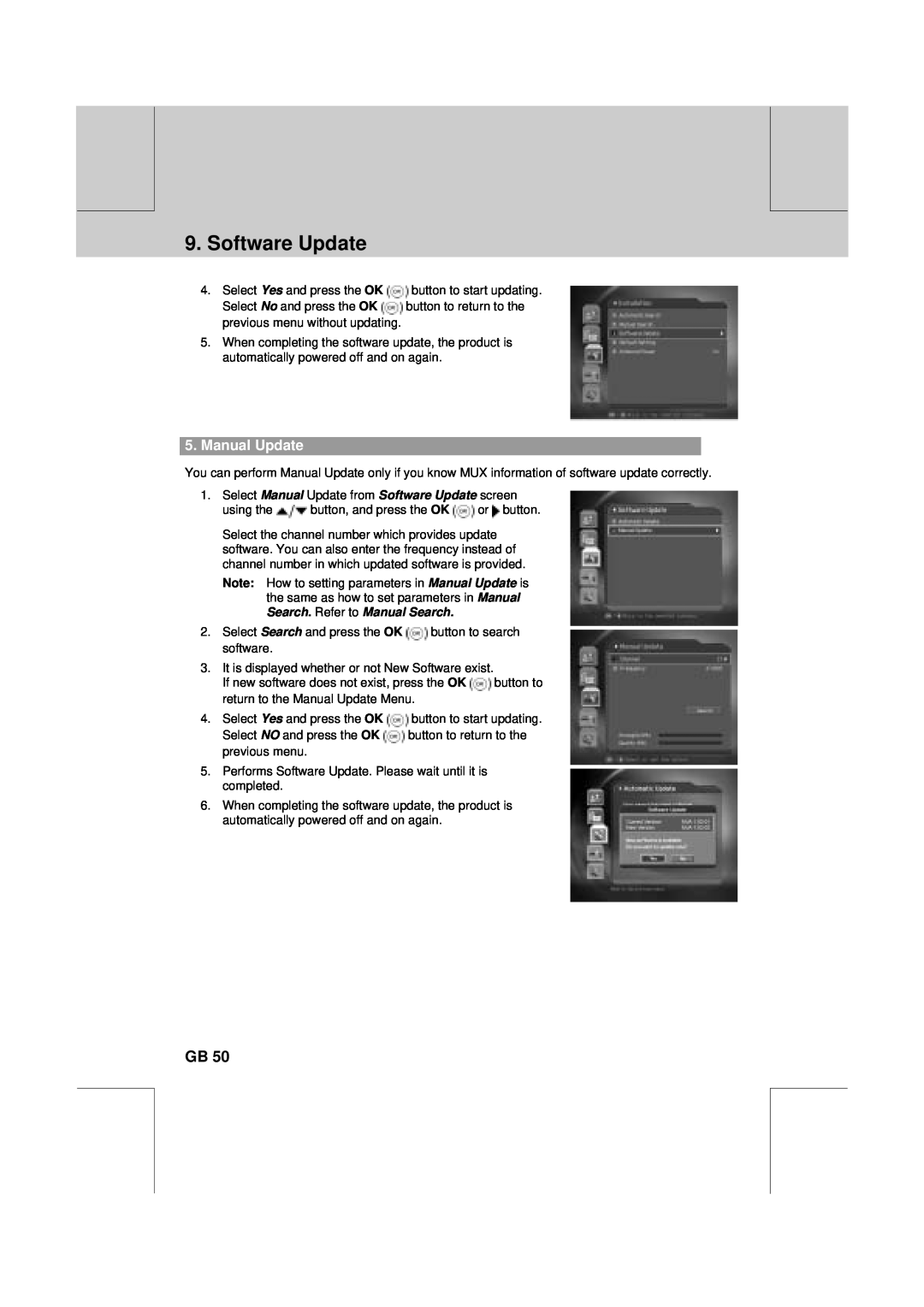 Humax VA-FOX T manual Software Update, Manual Update 