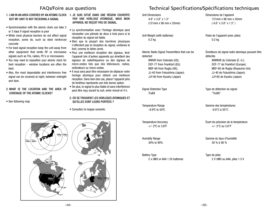 Hummer RD10 owner manual See following map, Signal Detection Type TruBit, Battery Type UM3 or AAA 1.5V batteries 