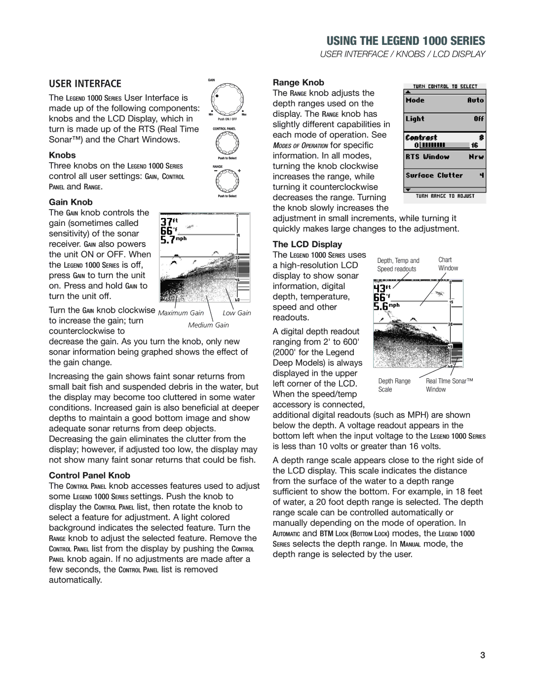 Humminbird 1000 manual User Interface 