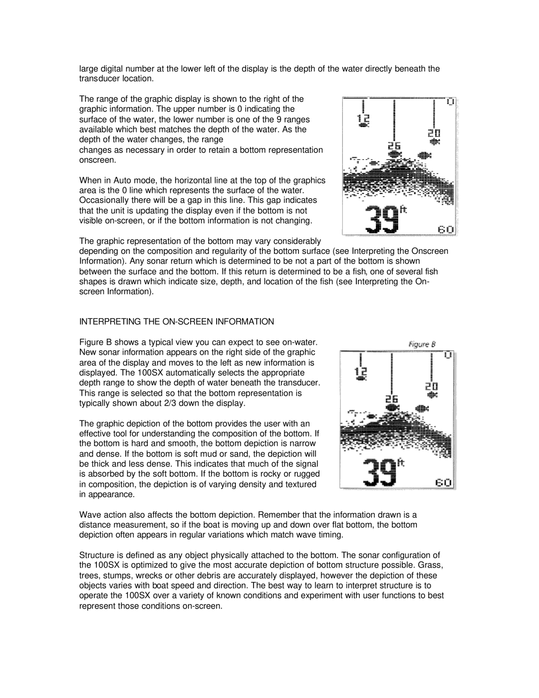 Humminbird 100SX manual Interpreting the ON-SCREEN Information 