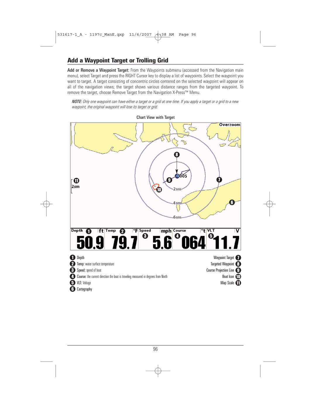 Humminbird 1197C SI warranty Add a Waypoint Target or Trolling Grid 