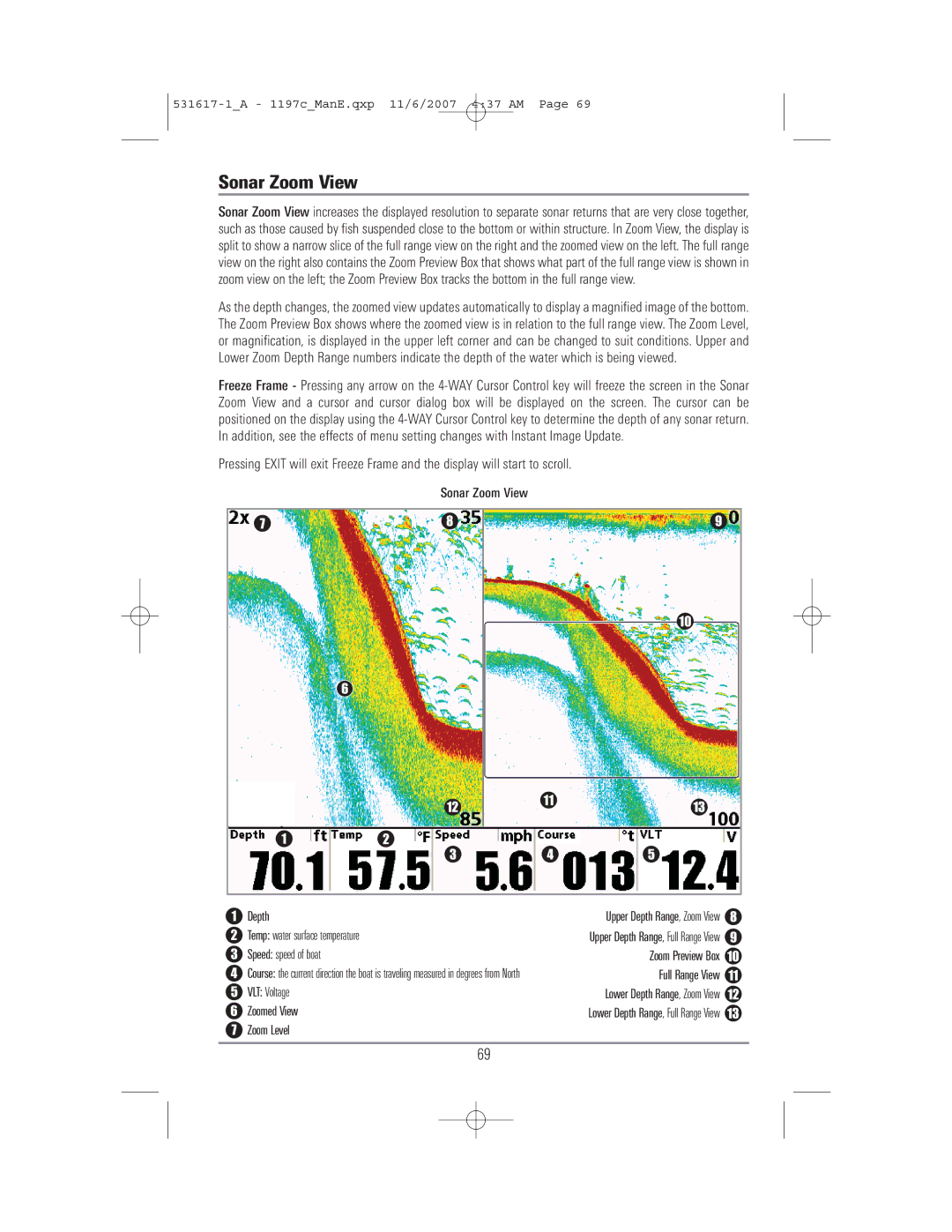 Humminbird 1197C SI warranty Sonar Zoom View 