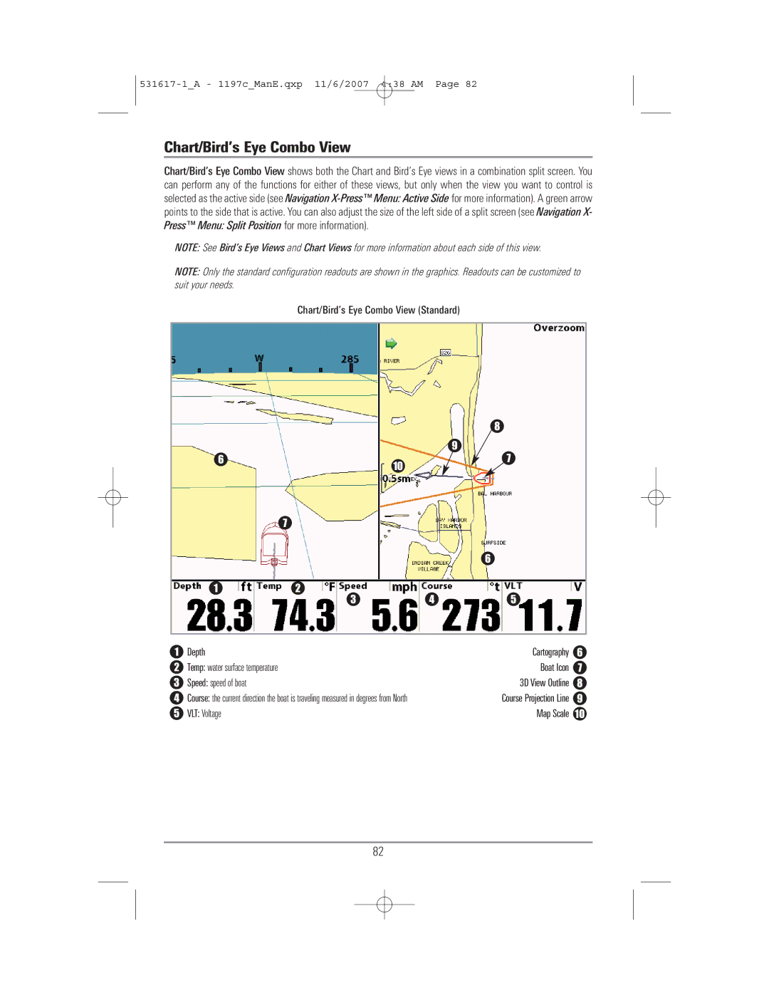 Humminbird 1197C SI warranty Chart/Bird’s Eye Combo View 