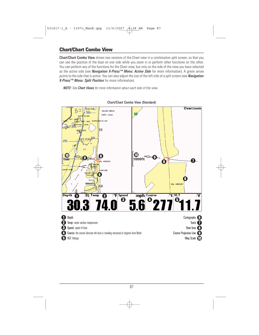 Humminbird 1197C SI warranty Chart/Chart Combo View 