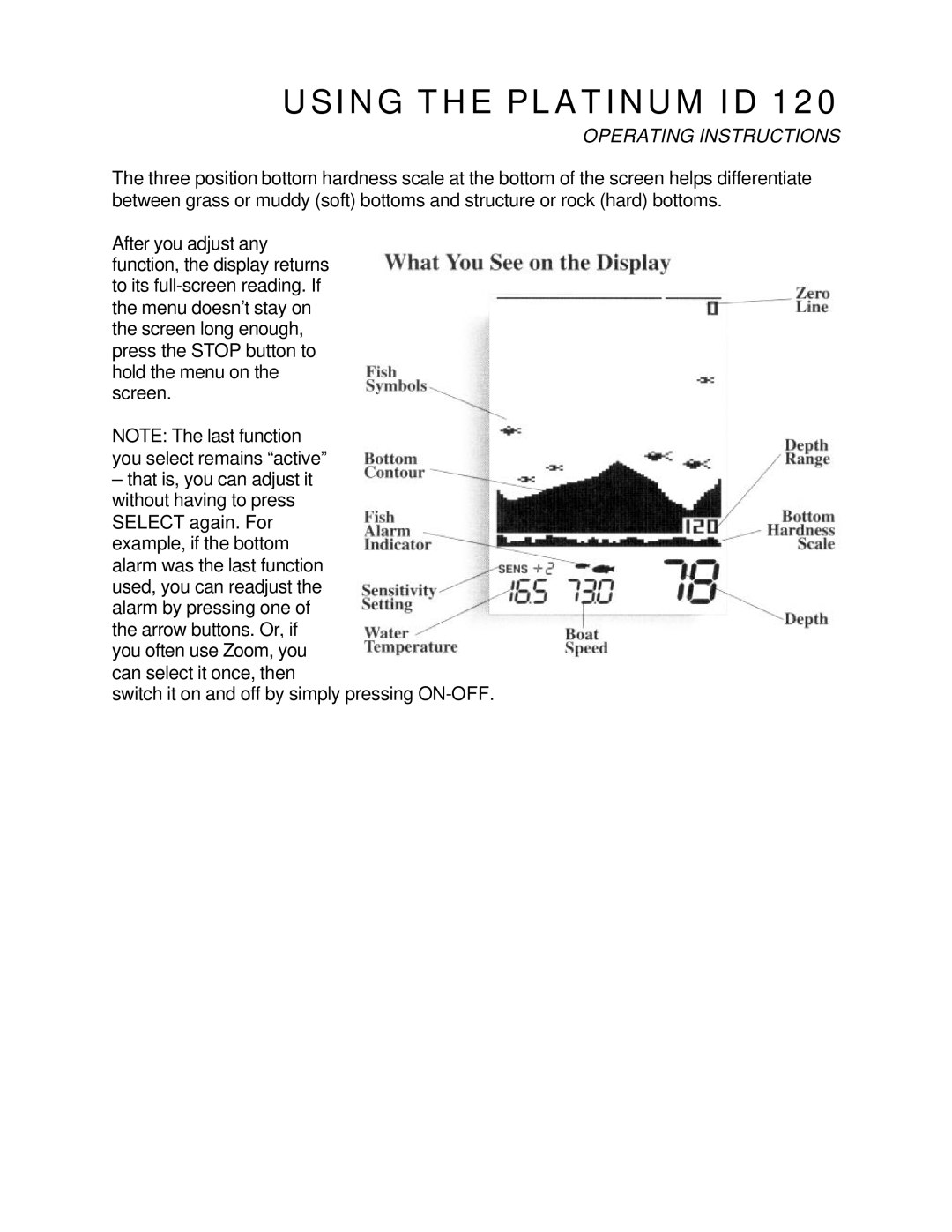 Humminbird 120 manual Using the Platinum ID 