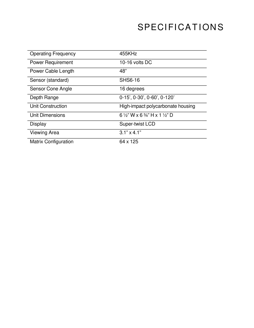 Humminbird 120 manual Specifications 