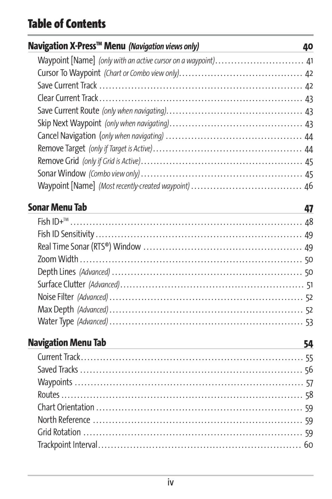 Humminbird 161 manual Sonar Menu Tab 