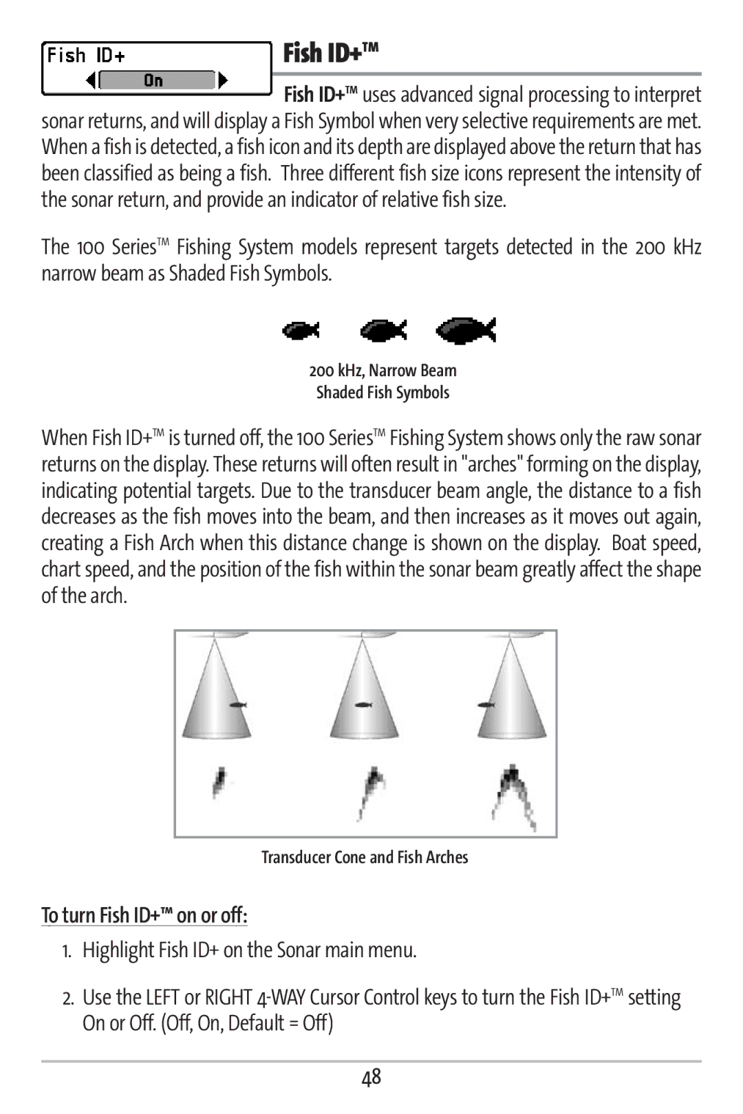 Humminbird 161 manual Fish ID+TM, To turn Fish ID+ on or off 