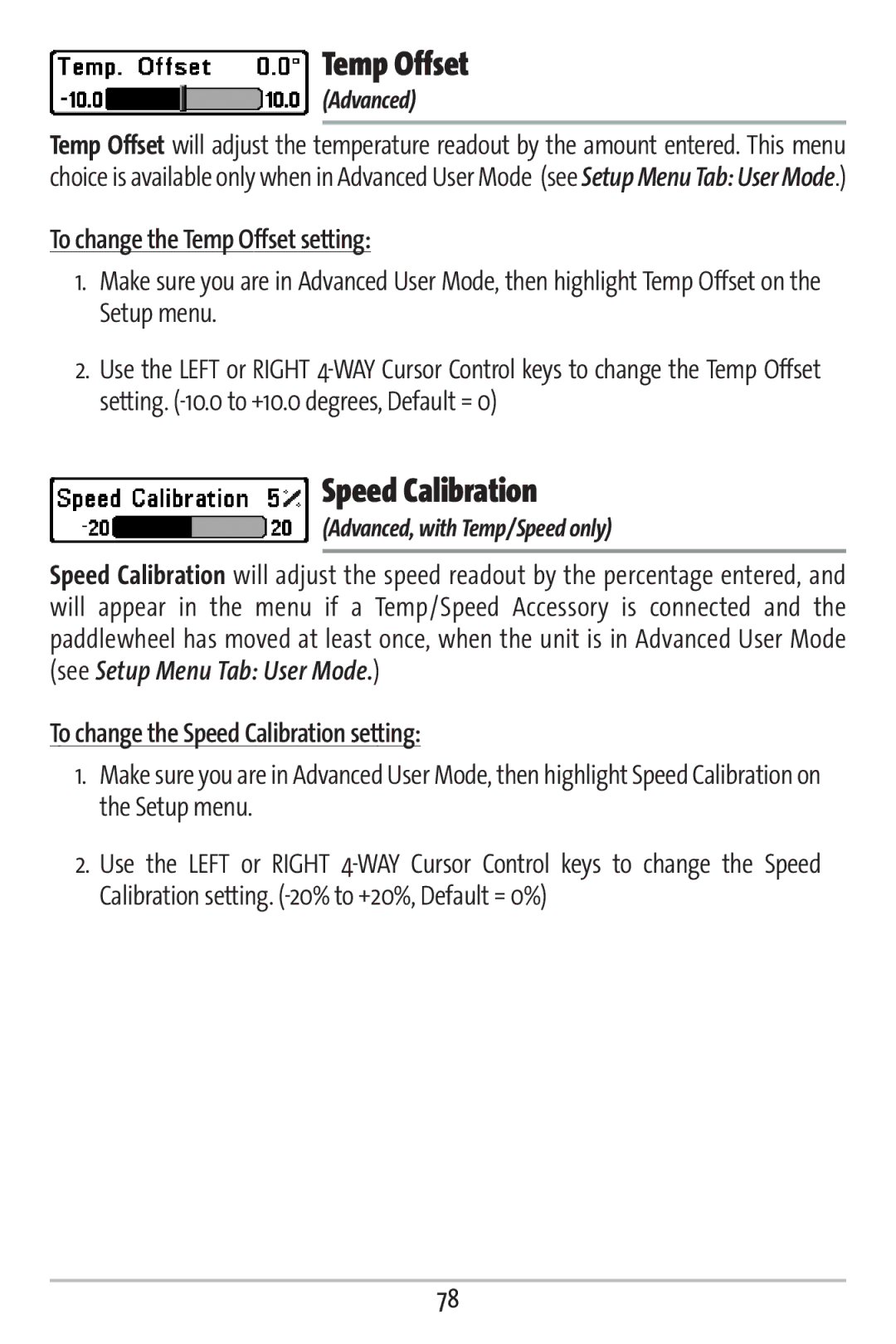 Humminbird 161 manual To change the Temp Offset setting, To change the Speed Calibration setting 