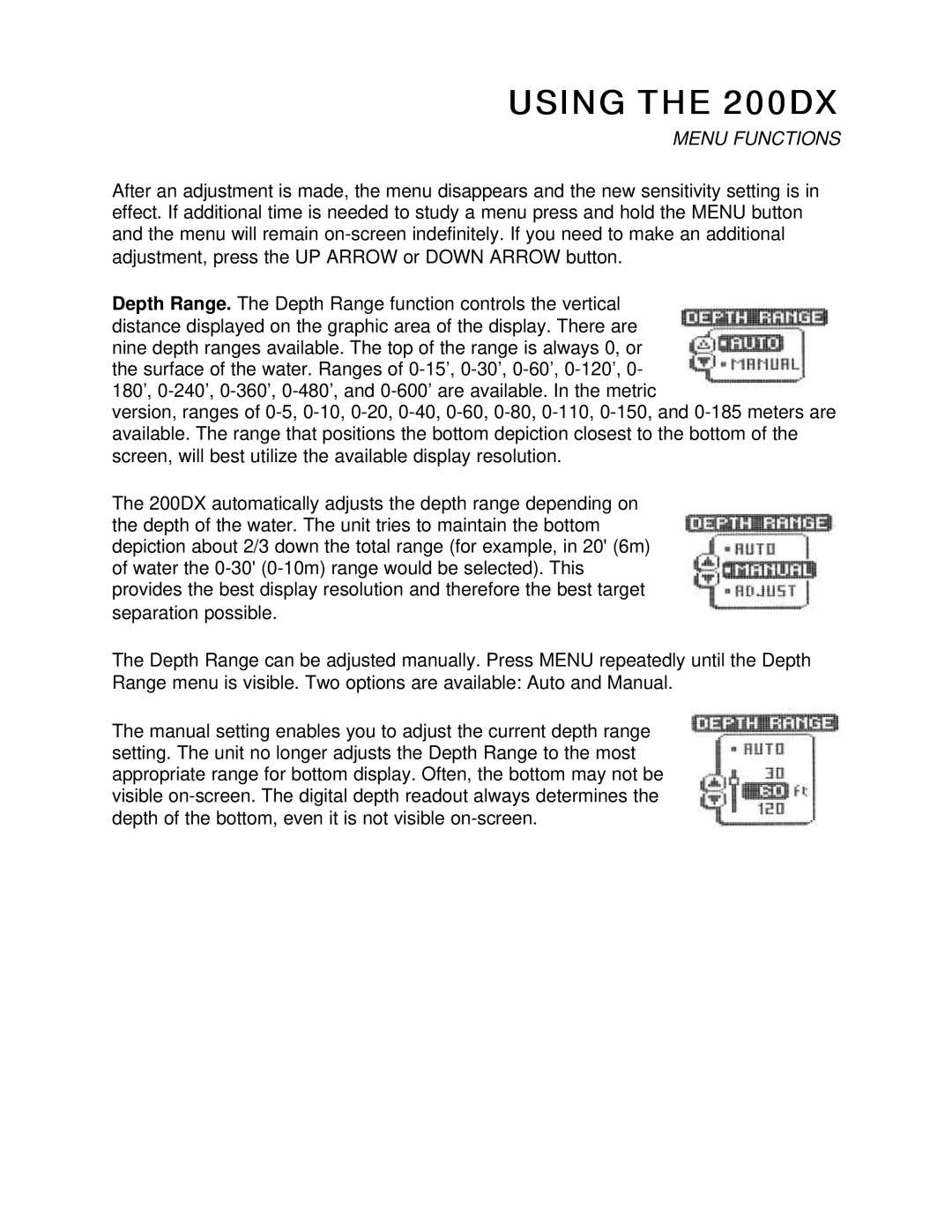 Humminbird manual Using the 200DX 