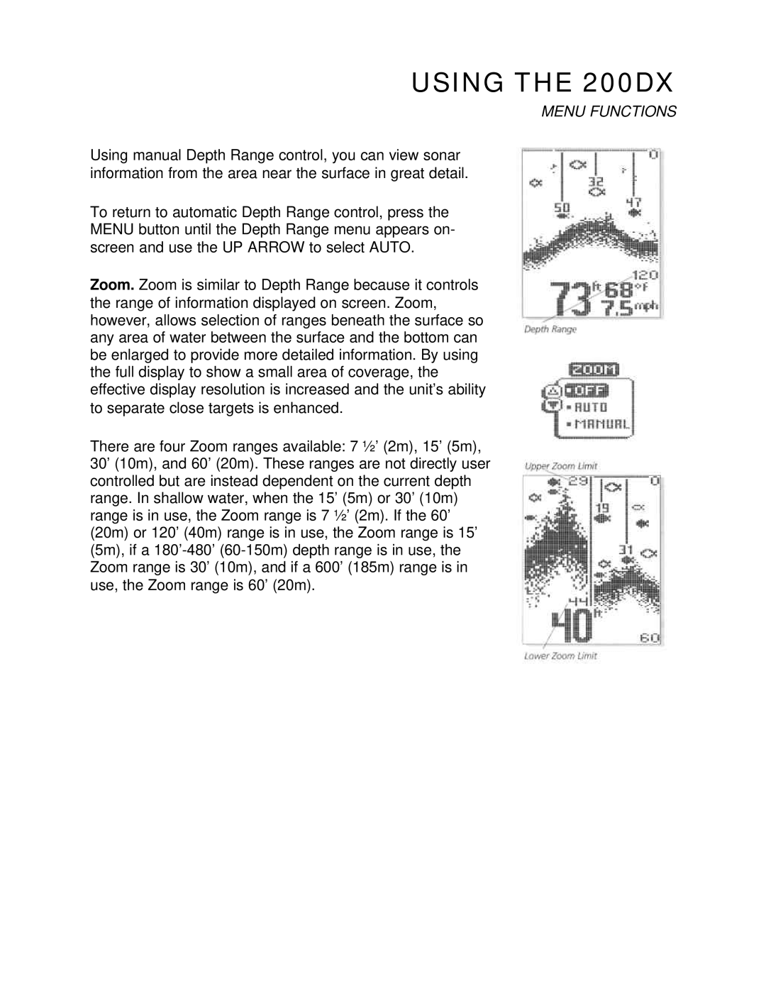 Humminbird manual Using the 200DX 