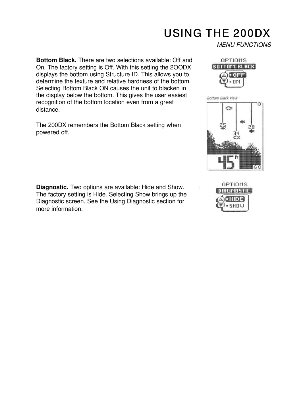 Humminbird manual Using the 200DX 