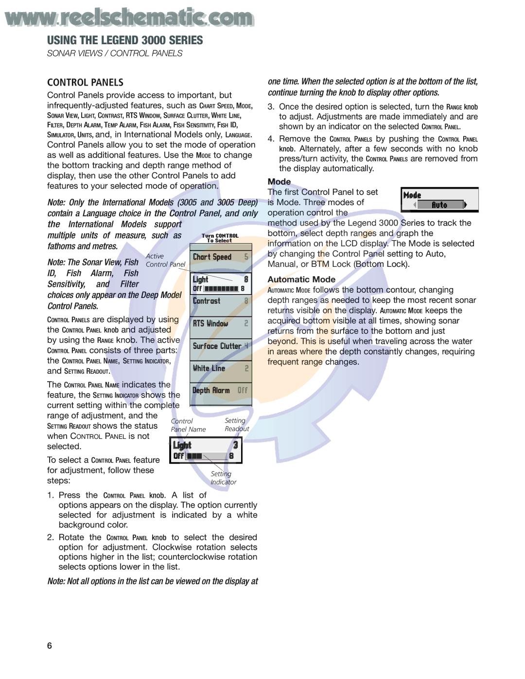 Humminbird 3000 Deep, 3005 Deep manual Sonar Views / Control Panels, Automatic Mode 