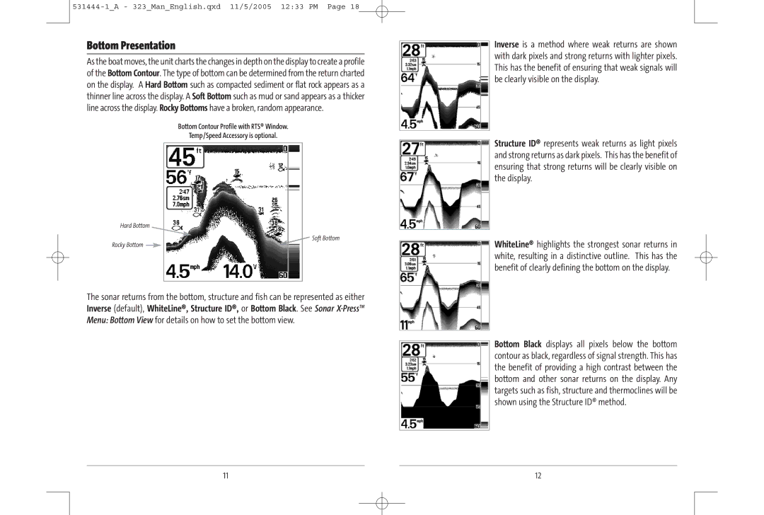 Humminbird 300 series, 323, 531444-1_A manual Bottom Presentation 