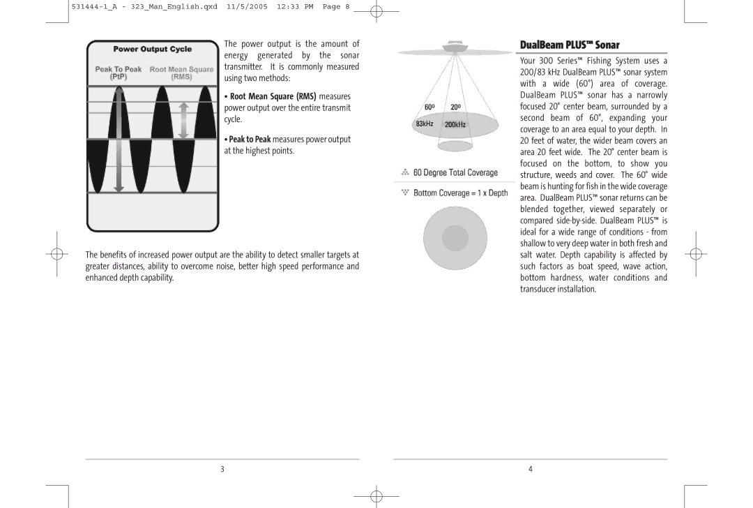 Humminbird 531444-1_A, 323, 300 series manual DualBeam Plus Sonar 