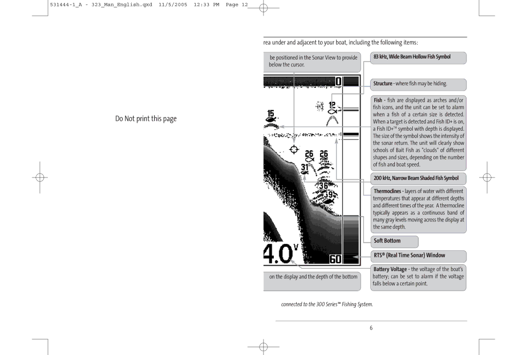 Humminbird 300 series, 323, 531444-1_A manual Temperature water Do Not print this 