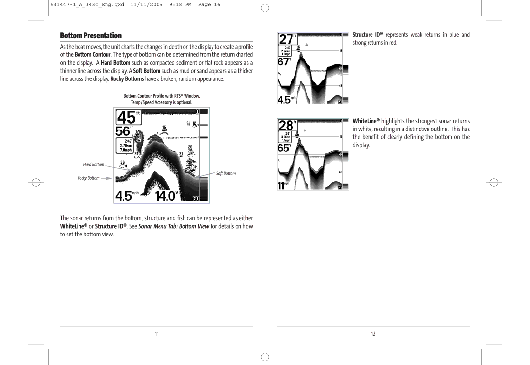 Humminbird 343c manual Bottom Presentation 