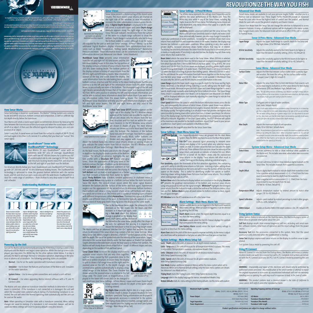 Humminbird 35 warranty How Sonar Works, QuadraBeam Sonar with DualBeamPLUS Technology, Understanding MultiBeam Sonar 