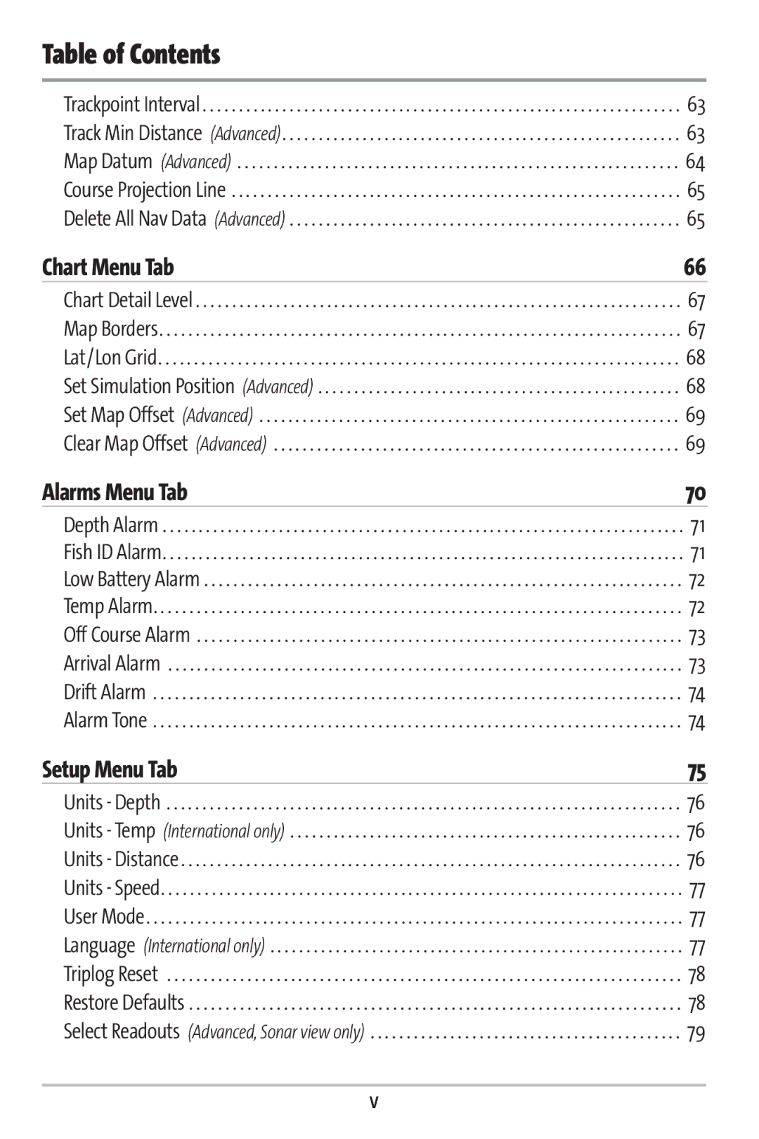 Humminbird 363 manual Chart Menu Tab 