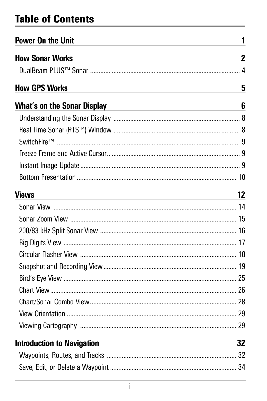 Humminbird 365i manual Table of Contents 