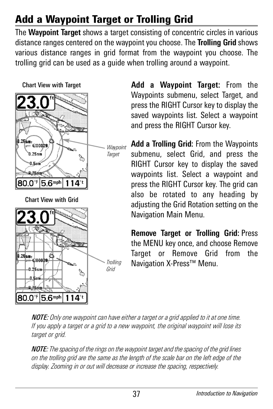 Humminbird 365i manual Add a Waypoint Target or Trolling Grid 